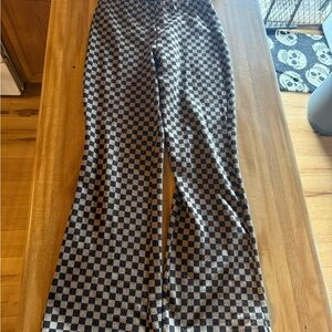 Urban Outfitters Brown and Cream Checkerboard Knit Pants